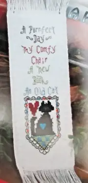 A Purr-fect Day Bookmark - Magazine cross stitch pattern - Cat Chair Book