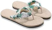 [WJFC] Slippers, Flip-Flops On The Outside, Flat Bottom Beach Flat Heel Clip-on Female Slippers, Imitation Hemp Rope Tourist Hemp Bottom Sandals (Color : Pineapple White, Size : 40)