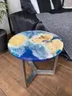 Round Live Edge Coffee Table, Epoxy Resin Ocean Table, Handmade Table Furniture