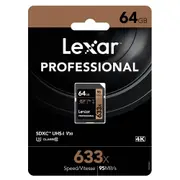 Lexar 64GB SD Card SDXC UHS-I Professional 633x Full HD Camera DSLR TF Memory Card U3 4K 95MB/s