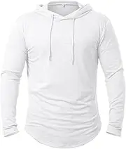 [MANSDOUR] Men's Athletic Hooded Shirts Long Sleeve Workout Sport Hoodie Casual Running T Shirt Quick Dry Pullover Top