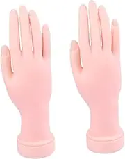 Healvian 2pcs Manicure Practice Hand Model Life-sized Fake Hand Nail Art Training Tool Insertable Nail Tips Reusable