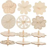 WOONEKY 18pcs Wooden Gyro Crafts DIY Unpainted Fun Portable Wooden Gyro Models for Creative Painting and Drawing Activities for Early Childhood Development
