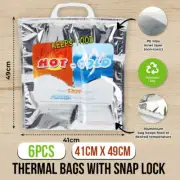 6PCS Thermal Bags With Snap Lock Handle Hot/Cold Reusable 49cm Home Master®