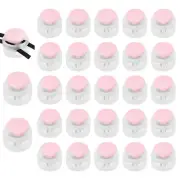 25 Pcs Plastic Spring Cord Lock, Double Hole Round Stopper, Transparent + Pink
