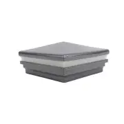 6" Sq. Neptune Halo Low Voltage LED Lighted Vinyl Post Cap - Antique Gray