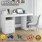 Modern White Writing Desk Cabinet Storage Home Office Study Computer Laptop Desk