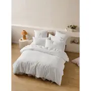 Linen House Ferrara Soft Cotton Quilt Cover with Pillowcases Set White