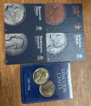 Lots of 5 Collector Coin Folder Lincoln ,Jefferson , Roosevelt,Washington ,Linco