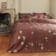 Bedding House Van Gogh Plum Blossoms Cotton Sateen Red Quilt Cover Set