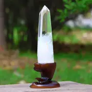 3.23LB Top!! Natural Clear Quartz Obelisk Crystal Tower Decor Point + Stand