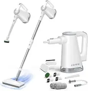 FEPPO Steam Mop Cleaner with Detachable Handheld Steamer for floor cleaning, includes Multi-purpose Accessories and Washable Microfiber Pads
