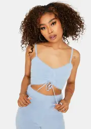 Cool Banana Pancakes Fuzzy Ruched Crop Top