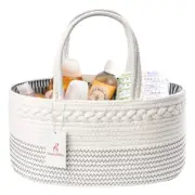 Diaper Caddy Organizer, Large Cotton Rope Nursery Baby Basket, Changing Table Or