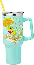 Silver Buffalo Disney Winnie The Pooh “Dreamy Days” Retro Art Stainless Steel Tumbler with Handle and Straw, Fits in Standard Cup Holder, 40 Ounces