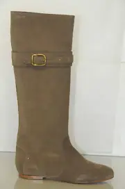 $1095 NEW CHLOE Crosta Taupe Light Brown Suede FLAT Knee High BOOTS SHOES 40 37