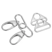 Swivel Snap Hook, Lobster Claw Clasp with Triangle Ring (1 1/4", Silver)