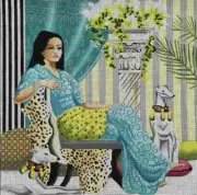 Needlepoint Handpainted Colors of Praise Lady and Whippets PE115