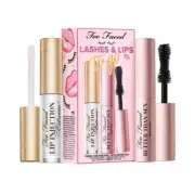 2x Too Faced Lashes & Lips To Go Travel Size Mascara + Lip Plumper Duo Set