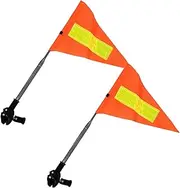 Golf Cart Telescopic Flag with Pole and Mount - 2 Pack Adjustable Height Bike Security Flags, Up to 160cm, High Visible Reflective Waterproof Pennant for Scooter, Wheelchair, Kids Outdoor Riding