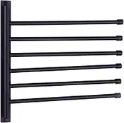 GERZWY Bathroom Swing Arm Towel Bars Wall Mount Bath Towel Rack with 6 Arms Hanger Towel Holder Organizer SUS 304 Stainless Steel Matte Black HYG06-BK