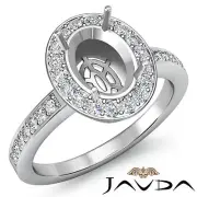 Halo Set Oval Shape Semi Mount F-G Color Diamond Engagement Ring 14k W Gold 1Ctw