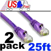 Lot2x/pk 25ft PURE CUPPER! (notCCA) Network Cat5e Patch Cable/Cord/Wire {PURPLE