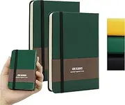 TUNJILOOL 2-Pack A7 Lined Notebook Journal - Leather Hardcover, 192 Pages 80GSM Thick Paper, Elastic Band & Inner Pocket for Writing, Office Notes, School Supplies