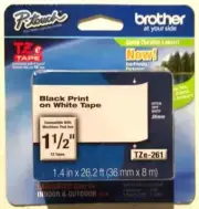 BROTHER P-TOUCH TZe-261 1 1/2 LABELS BLACKPRINT/WHITE LABEL