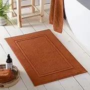 Drift Home - Terracotta Bath Mat (50 x 80cm) - Soft & Absorbent - 550GSM Premium Bathroom Mat - Sustainable Cotton (BCI) - Recycled - Machine Washable - Bath Rug Orange Terracotta - Orange Bath Rug