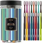 KUNDAL Deep Clean Toothbrush 16pc HARD TYPE, Elastic Antibacterial Dual Microfiber Toothbrush Set (vivid colours)