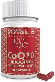 Ultra-Premium Co-Enzyme Q10 with Royal Jelly, Ubiquinol CoQ10 Capsules for Heart Health and Immune Defense, All-Natural CoQ10 Supplement Made by Bees, 3,000 mg, 30 Veggie Capsules - Royal B Essentials