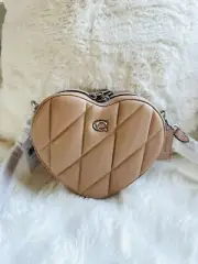 NWT COACH Quilted Leather Heart Crossbody Bag Lh/buff Beige CE725