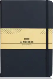 Classic Dotted Notebook Journals - Black A5 PU Leather Hardcover Notebooks fo...