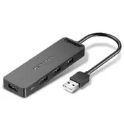 Vention 5-in-1 USB 2.0 Hub with Power Supply - Black 4 Port USB 2.0 - 0.15m [CHMBB]