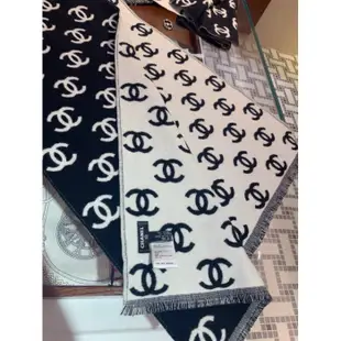 二手正品 CHANEL 雙c羊毛羊絨圍巾披肩