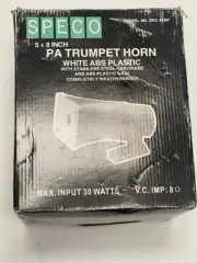Speco PA Trumpet Speaker White ABS Plastic 5x8in - Model SPC-15RP