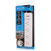 Crest 4 Way Power Board With Surge 1m each