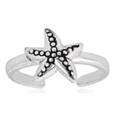 AVORA 925 Sterling Silver Adjustable Textured Starfish Toe Ring