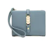 Ladies Wallets for Card Coin Stylish Purse with Wrist Strap blue