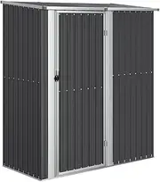 vidaXL Galvanised Steel Garden Shed with Lockable Door and Sloping Roof for Outdoor Tool Storage – Anthracite
