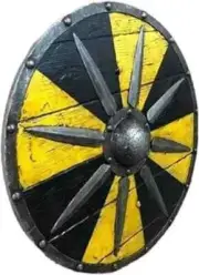Wooden Shield Black & Yellow Color Designer Shield, Battle Ready Medieval LARP