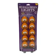 Vintage Halloween Blow Mold Jack O Lantern Pumpkin Mini String Lights Set NEW