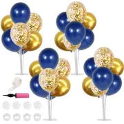 4 Set Navy Blue Gold Balloon Centerpieces for Table,Balloons Stand Kit for Gr...