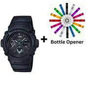 Casio G-Shock Men's Analogue/Digital Black Watch AW591BB-1A AW-591BB-1ADR Bottle Opener Bundle