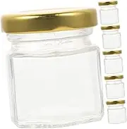 COLLBATH 6pcs Honey Bottle Jam Candy Jar Bottle Drying Rack Spill Proof Mini Bottle Jelly Pots with Lids Water Bottles Jars Syrup Drink Juice Jug Transparent Glass