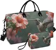 [YXYZRMY] Travel Duffel Bag Hummingbird Flower Fly Gym Bag Sports Tote Bag with Multiple Interior Pockets Shoulder Weekender Bag for Women Men with Toiletry Bag 20.5”x 7.9”x 13.8, Multi-Colored, one