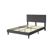 Levede Bed Frame Queen Size Mattress Base Platform Wooden Velevt Headboard Grey