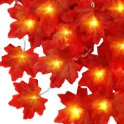 Fall Maple Leaf String Lights Thanksgiving Christmas 10Ft 30 Led Battery Powered