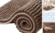 Bathroom Rugs Chenille Bath Rug Soft Short Plush Bath Mat Soft 16" x 24" Brown